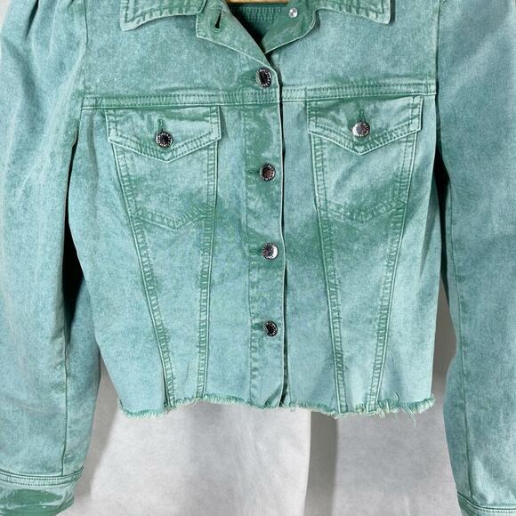 Retrofete Rissa Raw Hem Distressed Casual Jacket Size Small Mojito - Picture 5 of 13
